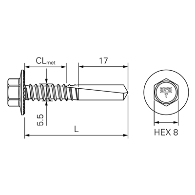 SD14-H15-5.5 Selvborende skrue for stål
